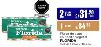 Makro Filete de atún en aceite vegetal FLORIDA 2 Packs de 6 latas x 140g oferta