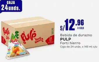 Makro Bebida de durazno PULP Forti hierro Caja de 24 unds. x 145ml oferta