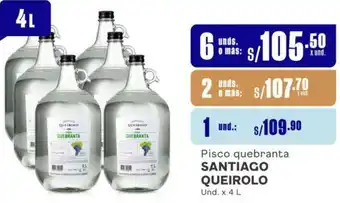 Makro Pisco quebranta SANTIAGO QUEIROLO 6 Unds x 4L oferta