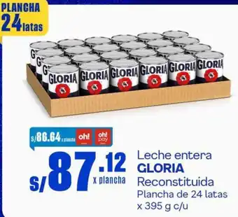 Makro Leche entera GLORIA Reconstituida Plancha de 24 latas x 395g oferta