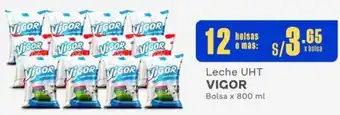 Makro Leche UHT VIGOR 12 Bolsas x 800ml oferta