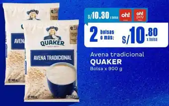 Makro Avena tradicional QUAKER 2 Bolsas x 900g oferta