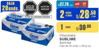 Makro Chocolate SUBLIME Sonrisa 2 Cajas de 20 unds. x 38g oferta