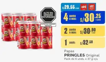 Makro Papas PRINGLES Original 4 Packs de 6 unds. x 37g oferta