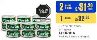 Makro Filete de atún en agua FLORIDA 2 Packs de 6 latas x 140g oferta