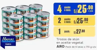 Makro Trozos de atún en aceite vegetal ARO 4 Packs de 6 latas x 170g oferta