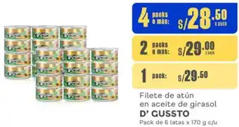 Makro Filete de atún en aceite de girasol D' GUSSTO 4 Packs de 6 latas x 170g oferta