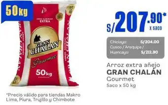 Makro Arroz extra añejo GRAN CHALÁN Gourmet Saco x 50kg oferta