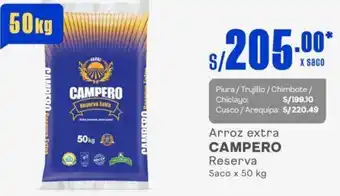 Makro Arroz extra CAMPERO Reserva Saco x 50kg oferta