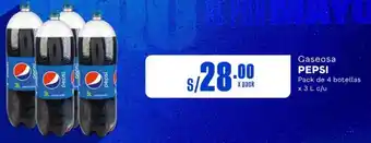 Makro Gaseosa PEPSI Pack de 4 botellas x 3L oferta