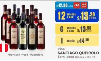 Makro Vino SANTIAGO QUEIROLO Semi seco 12 Botellas x 750ml oferta