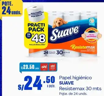 Makro Papel higiénico SUAVE Resistemax 30 mts Pqte. de 24 unds. oferta