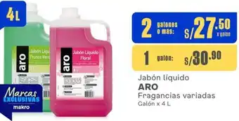 Makro Jabón líquido ARO Fragancias variadas 2 Galónes x 4L oferta