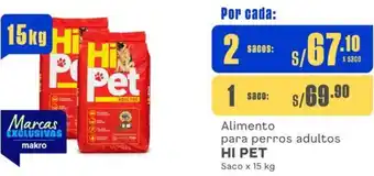 Makro Alimento para perros adultos HI PET 2 Sacos x 15kg oferta