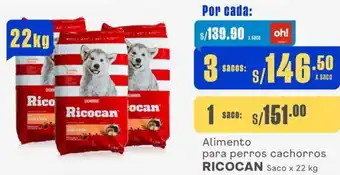 Makro Alimento para perros cachorros RICOCAN 3 Sacos x 22kg oferta