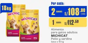 Makro Alimento para gatos adultos MICHICAT Pollo y sardina 2 Sacos x 18kg oferta