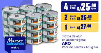 Makro Trozos de atún en aceite vegetal ARO 4Packs de 6 latas x 170g oferta