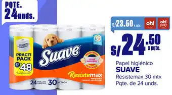 Makro Papel higiénico SUAVE Resistemax 30 mtx Pqte. de 24 unds oferta