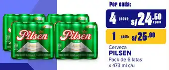 Makro Cerveza PILSEN 4 Packs de 6 latas x 473ml oferta