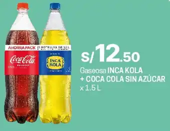 Tottus Gaseosa INCA KOLA + COCA COLA SIN AZÚCAR x 1,5L oferta