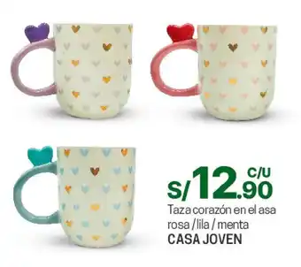 Tottus Taza corazón en el asa rosa/lila/menta CASA JOVEN oferta