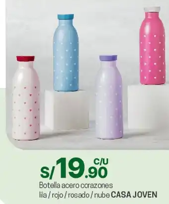 Tottus Botella acero corazones lila/rojo/rosado/nube CASA JOVEN oferta