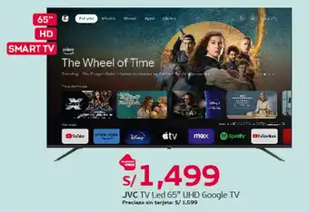 Tottus JVC TV Led 65" UHD Google TV oferta