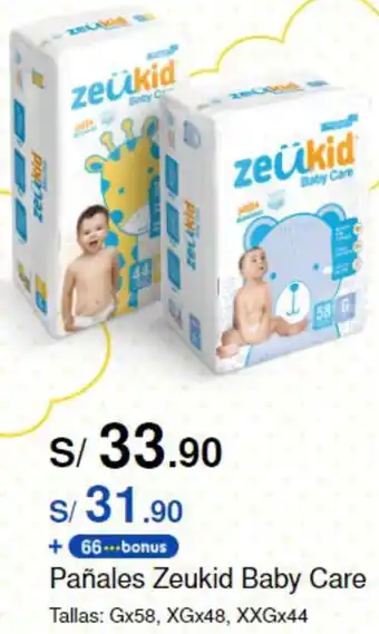 Metro Pañales Zeukid Baby Care Tallas: Gx58, XGx48, XXGx44 oferta