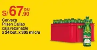 Metro Cerveza Pilsen Callao caja retornable x 24 bot. x 305ml oferta