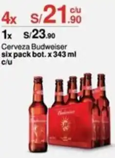 Metro Cerveza Budweiser six pack bot. 4 x 343ml oferta