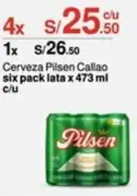 Cerveza Pilsen Callao six pack lata 4 x 473ml