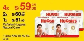 Metro Pañales Huggies Natural Care Tallas: XXG-58, XG-60, G-66 oferta