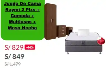 Tottus Juego De Cama Raymi 2 Plzs + Comoda + Multiusos + Mesa Noche oferta