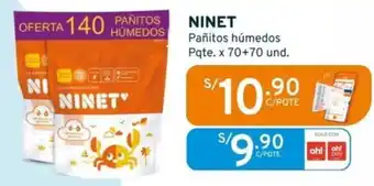 Mifarma NINET Pañitos húmedos Pqte. x 70+70 und oferta