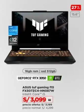 Ripley ASUS tuf gaming f15 FX507ZC4-HN087W Intel Core i5 oferta