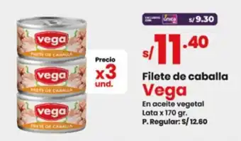 Vega Filete de caballa Vega En aceite vegetal Lata x 170 gr. oferta