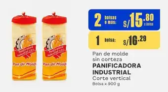 Makro Pan de molde sin corteza PANIFICADORA INDUSTRIAL Corte vertical Bolsa x 900 g oferta