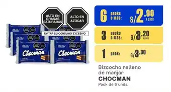 Makro Bizcocho relleno de manjar CHOCMAN Pack de 6 unds. oferta