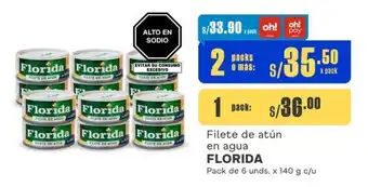 Makro Filete de atún en agua FLORIDA Pack de 6 unds. x 140 g c/u oferta