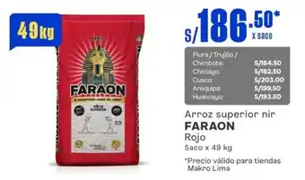 Makro Arroz superior nir FARAON Rojo Saco x 49 kg oferta