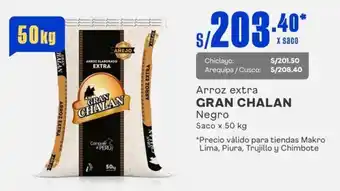 Makro Arroz extra GRAN CHALAN Negro Saco x 50 kg oferta