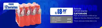 Makro Bebida rehidratante GATORADE Pack de 12 botellas x 500 ml c/u oferta