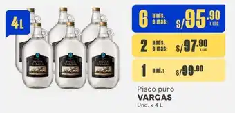 Makro Pisco puro VARGAS Und. x 4 L oferta