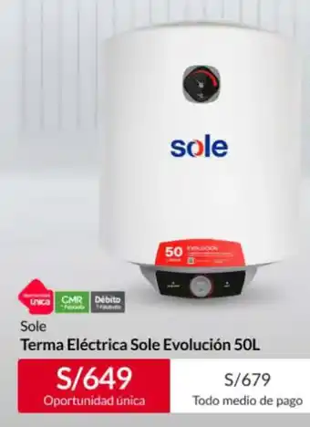 Sodimac sole Terma Eléctrica Sole Evolución 50L oferta