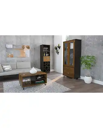 Tiendas EFE Vitrina tuhome + bar + mesa de centro classic caramelo y wengue oferta