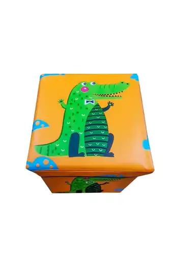 Tiendas EFE Caja organizadora puff niño niña multiuso naranja oferta