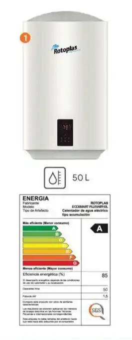 Hiraoka Rotoplas ECOSMART PLUS WIFI 50 LT oferta