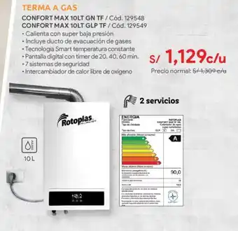 Hiraoka Rotoplas CONFORT MAX 10LT GN / GLP TF c/u oferta