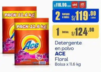 Makro Detergente en polvo ACE Floral Bolsa x 11.6 kg oferta