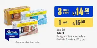 Makro Jabón ARO Fragancias variadas Pack de 6 unds. x 125 g c/u oferta